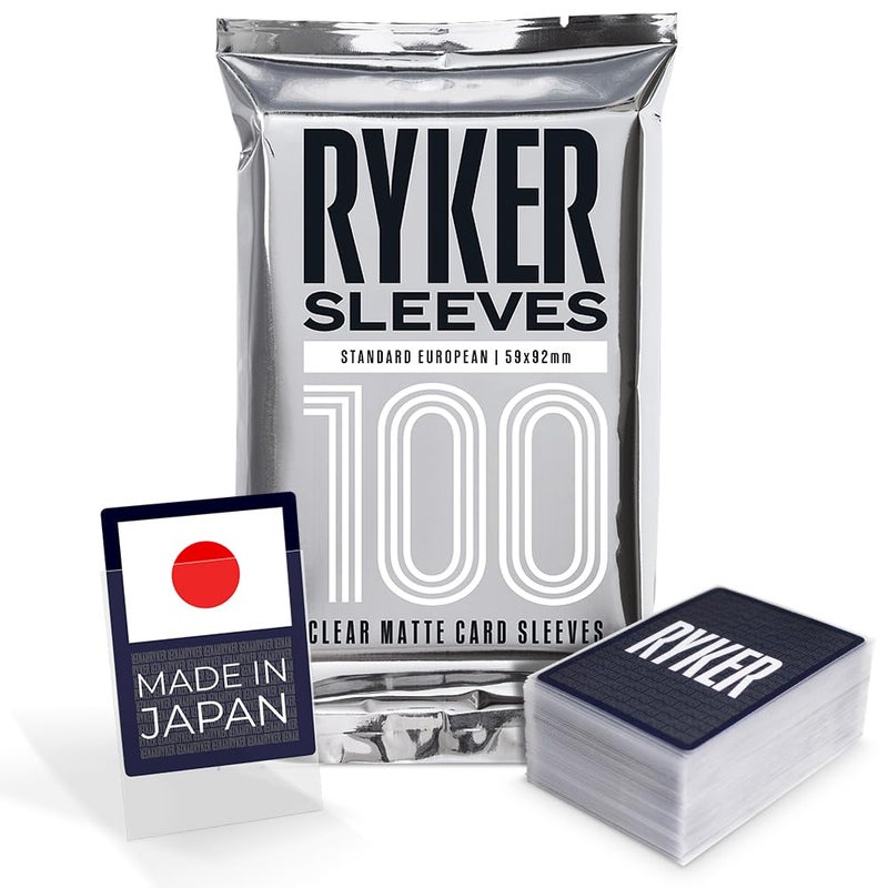 Ryker Standard European Board Game Sleeves Card Protectors (100 Qty, Clear, 59x92 mm) - Image 1